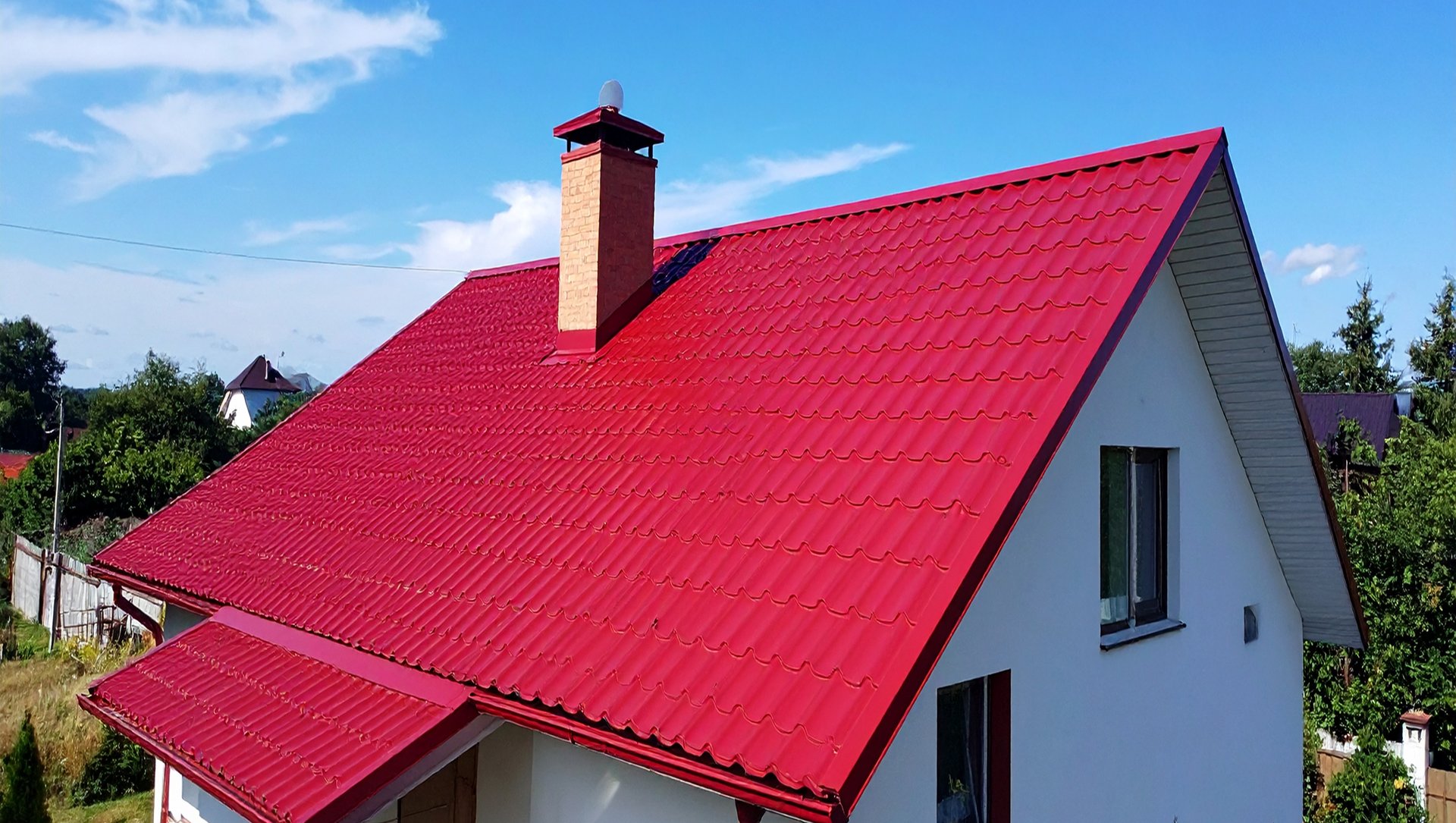 Steel roof on modern wooden house